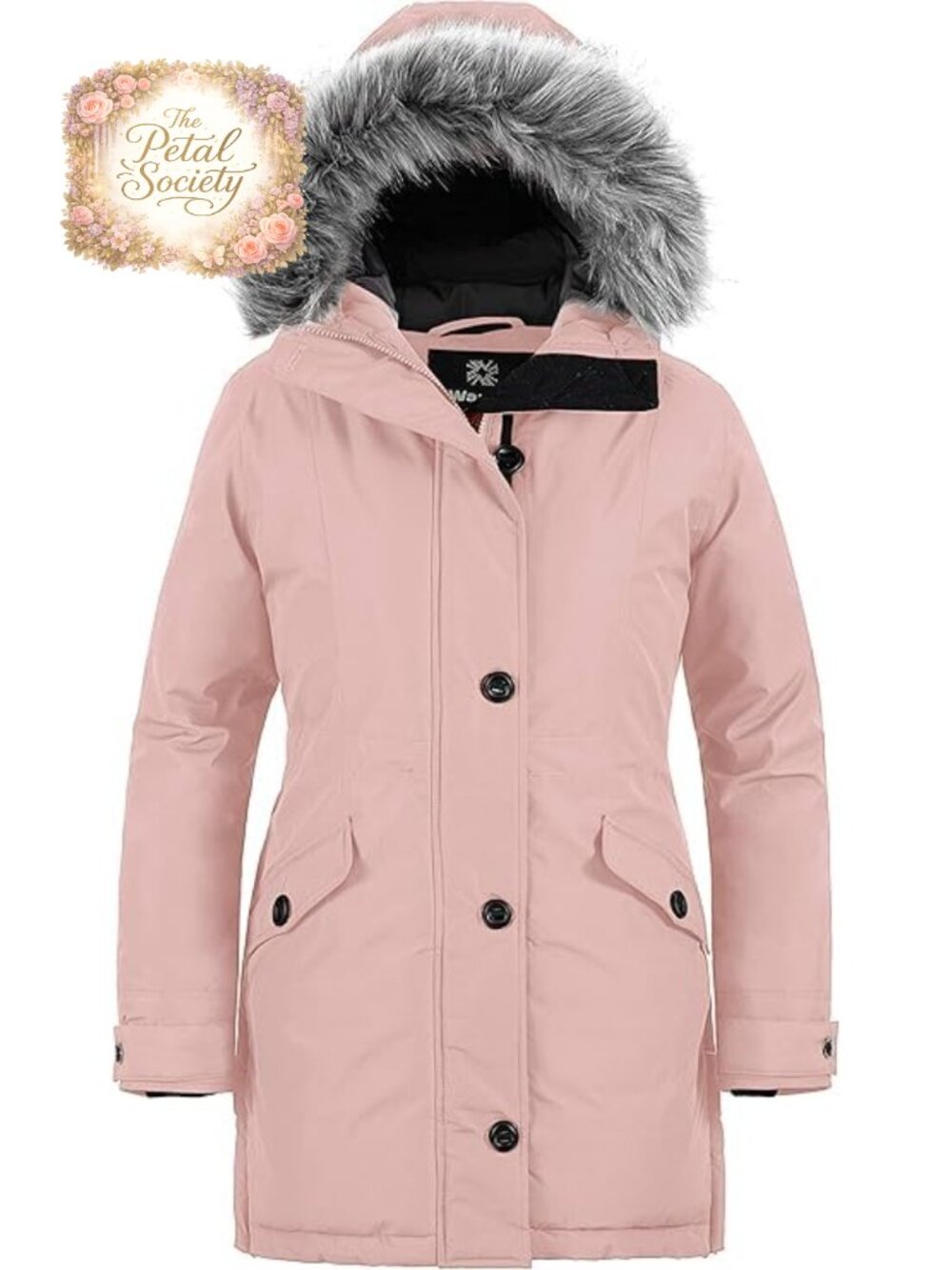 Waterproof Long Puffer Parka Jacket with Faux Fur Hood